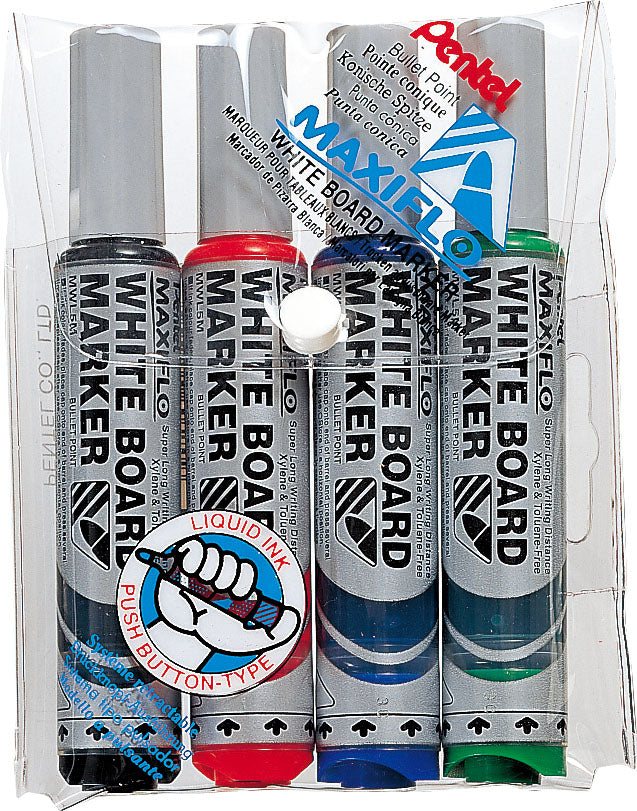 Pentel Marker Whiteboard Maxiflo Rejuvenating Bullet Assorted WLT4 (Each)