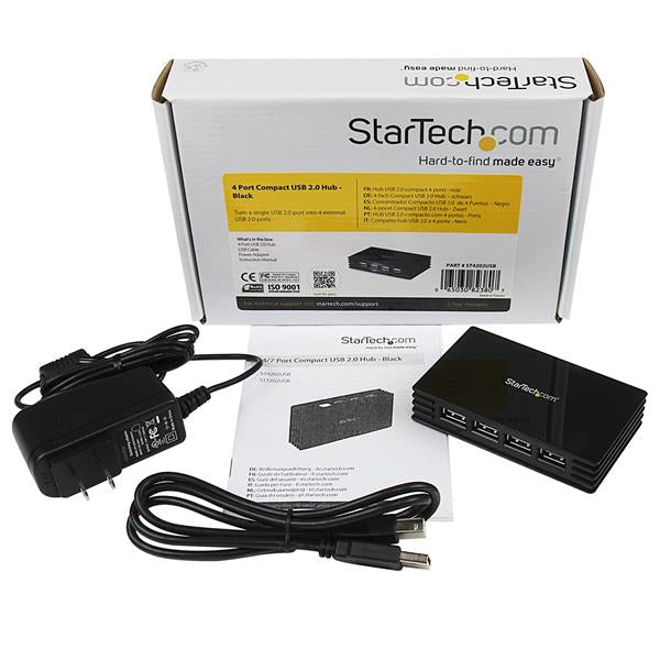StarTech.com 4 Port Compact Black USB 2.0 Hub