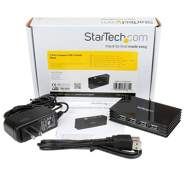 StarTech.com 7 Port Compact Black USB 2.0 Hub