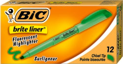 Bic Highlighter Briteliner Grip Green (Box 12)