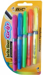 Bic Highlighter Briteliner Grip Assorted WLT5 (Each)