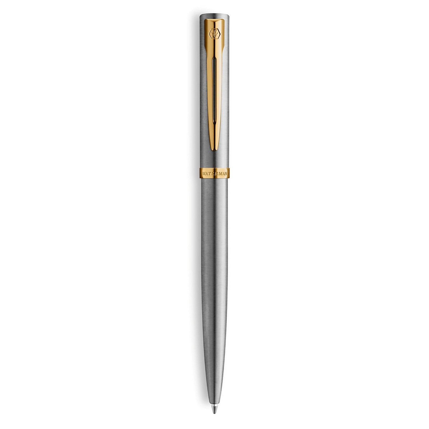 Waterman Pen Impression Ballpoint Stainless Stell Gold Trim (Each)