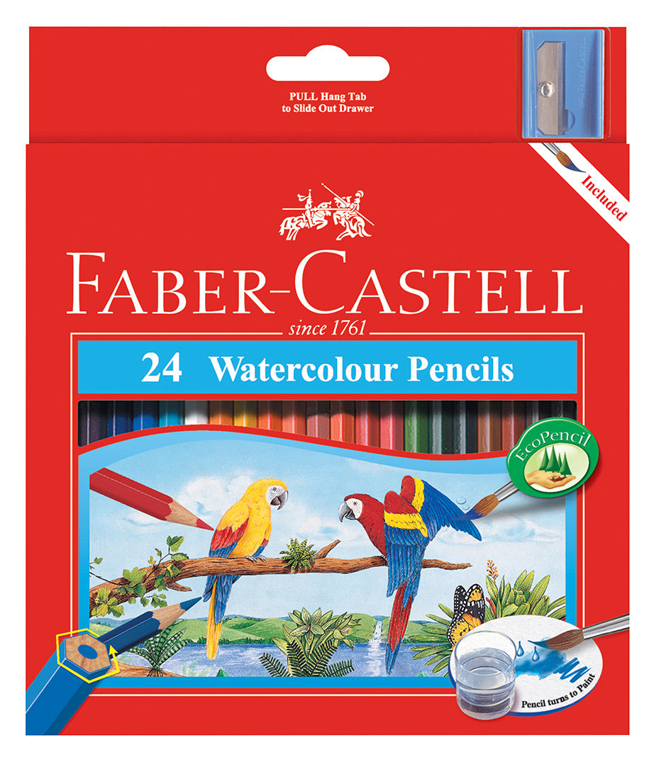 Faber-Castell Pencil Coloured Red Range Watercolour PK24 (Each)