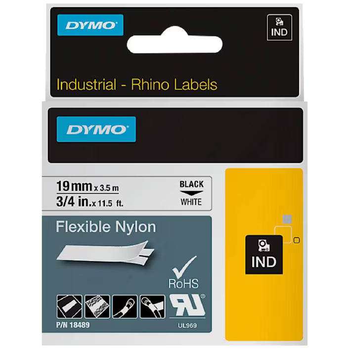 Dymo Label Tape 19mmx3.5M Flexible Nylon White (IN R5000 KIT) (Each)