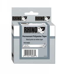 Dymo Label Tape 12mmx5.5M Rhino Perm Polyester White PLP-WHT-1/2 (Each)