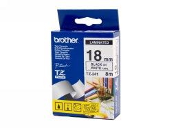 Brother Label Tape P-TOUCH TZE-241 18mmx8M BLK/WHT (Each)