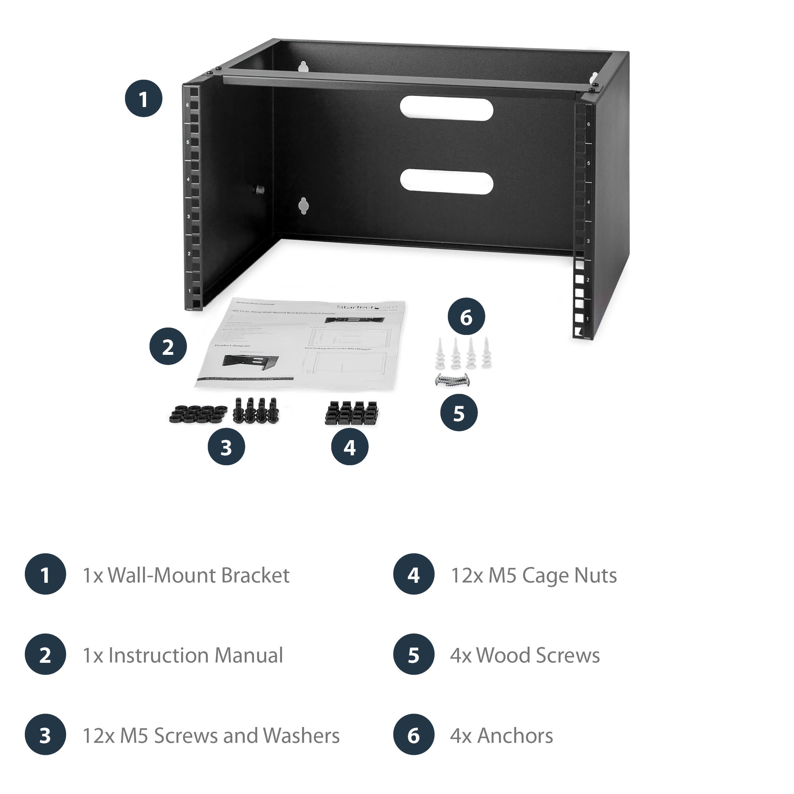 StarTech.com 6U Wall Mount Network Rack - 14 Inch Deep (Low Profile) - 19" Patch Panel Bracket for Shallow Server and IT Equipment, Network Switches - 44lbs/20kg Weight Capacity, Black