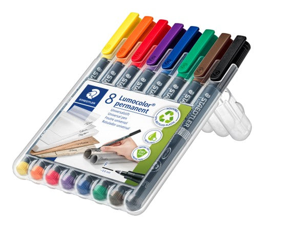 Staedtler Marker Pen Lumocolor Permanent 318 0.6mm F Assorted WLT8 (Each)