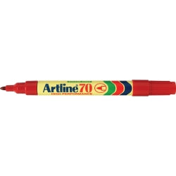 Artline Marker 70 Permanent 1.5mm Bullet Nib Red (Box 12)