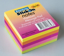 Beautone Stick On Notes 50x50 Neon (Pack 6)