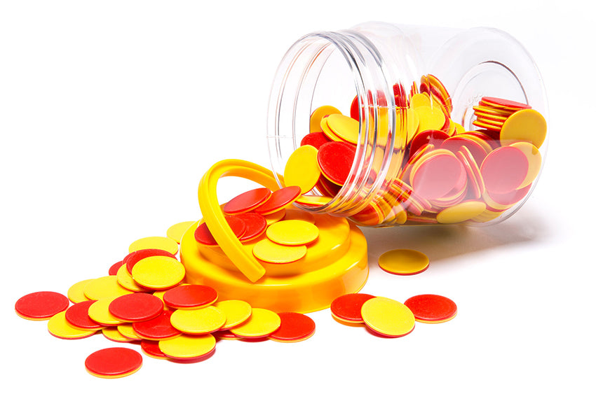 Edvantage Counters Red & Yellow Sided 25mm Jar (200) Learning Can Be Fun (Each)