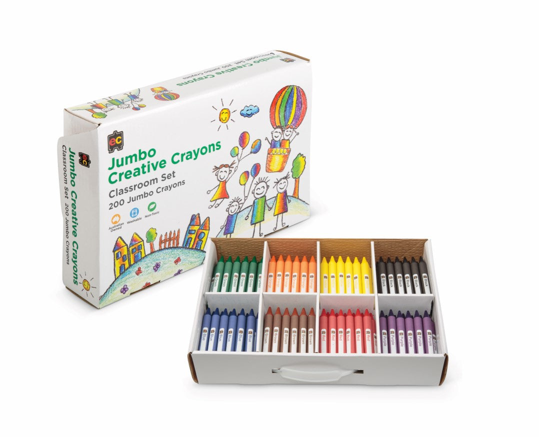 Edvantage Crayon Jumbo 115 X 13mm School Set (200) 8 Colours NON-TOXIC (Each)