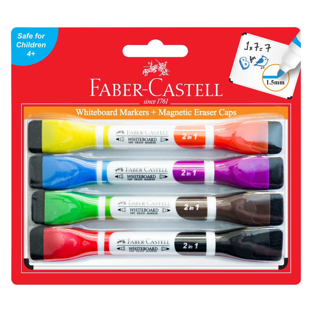 Faber-Castell Whiteboard Set Magnetic Whiteboard + Eraser Cap 8 Colours (Each)