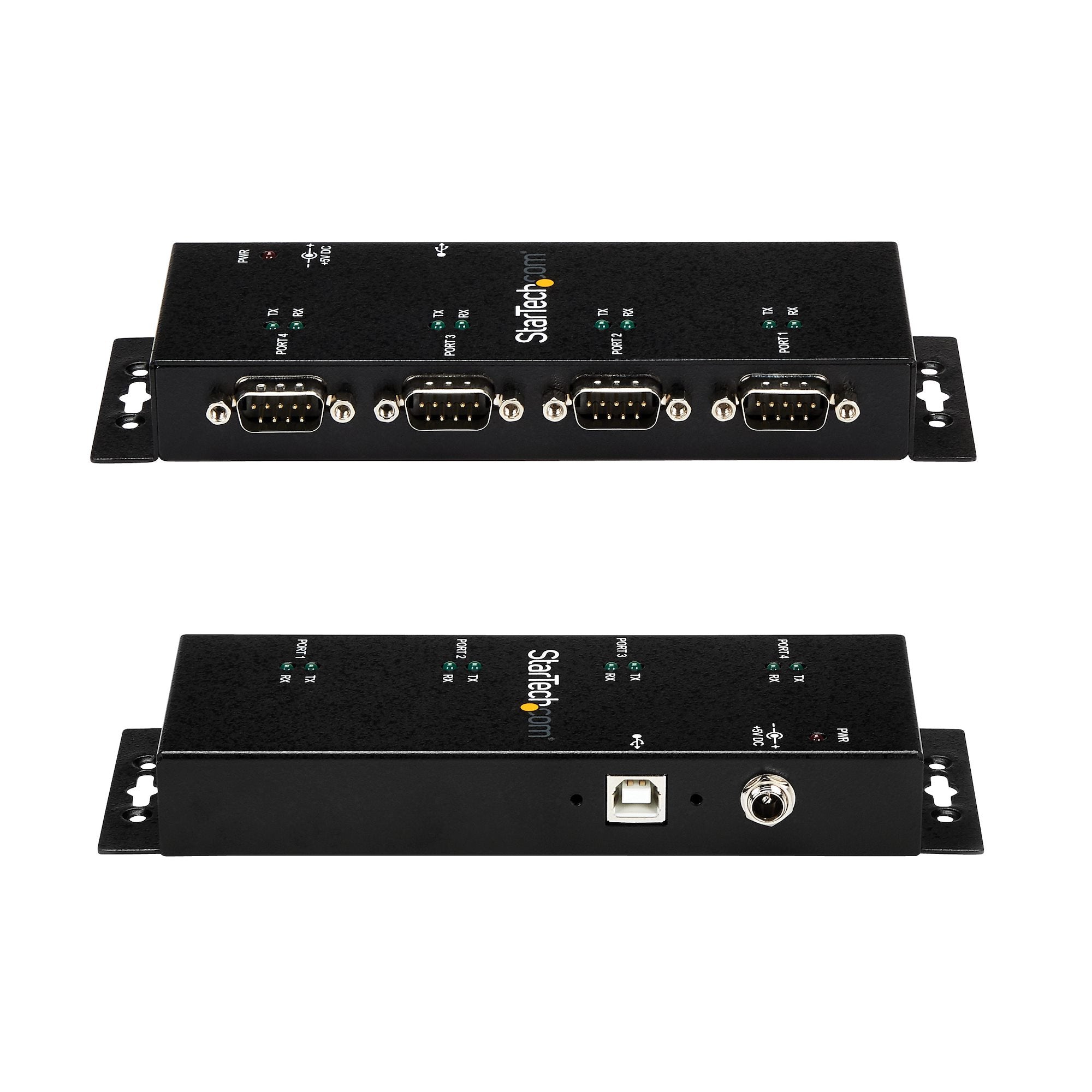 StarTech.com 4 Port USB to DB9 RS232 Serial Adapter Hub Ã¢â‚¬â€œ Industrial DIN Rail and Wall Mountable