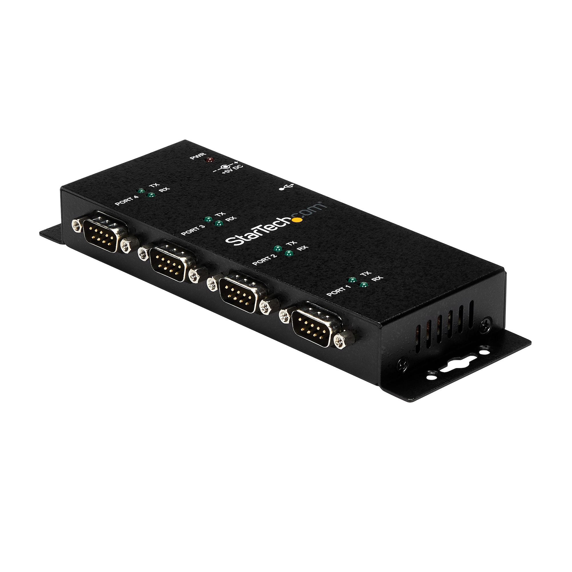 StarTech.com 4 Port USB to DB9 RS232 Serial Adapter Hub Ã¢â‚¬â€œ Industrial DIN Rail and Wall Mountable