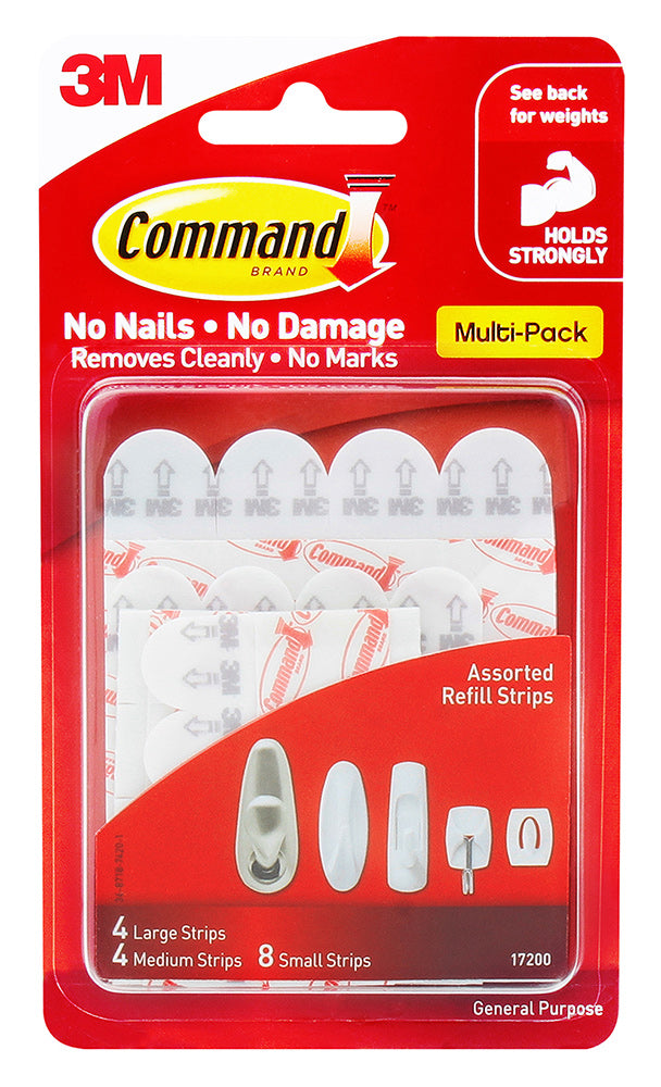 Command Replacement Strips Adhesive 17200CL Assorted Sizes (Each)