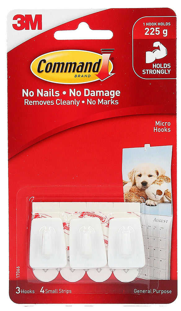 Command Hook Micro White 17066 3PK (Each)