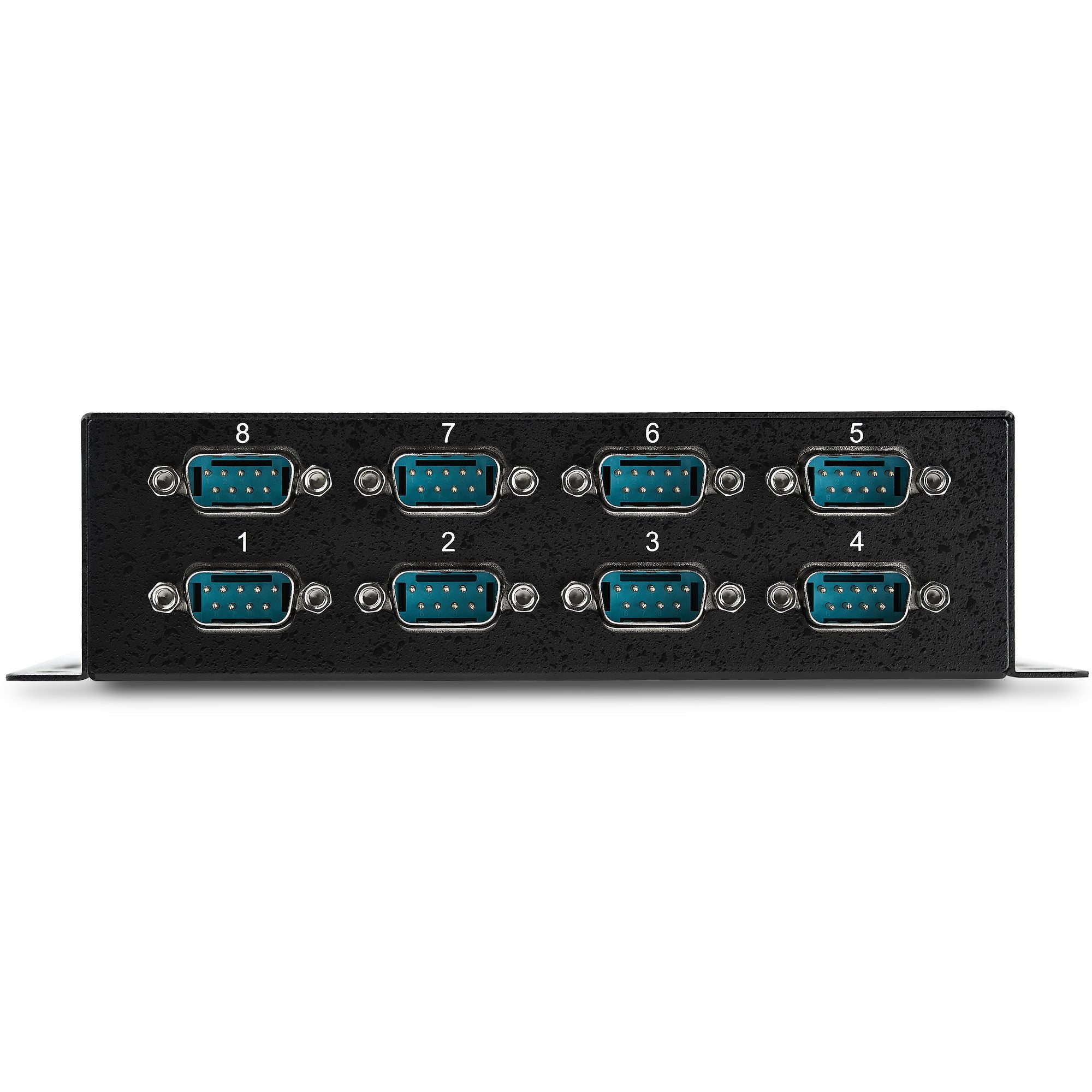 StarTech.com 8 Port USB to DB9 RS232 Serial Adapter Hub Ã¢â‚¬â€œ Industrial DIN Rail and Wall Mountable