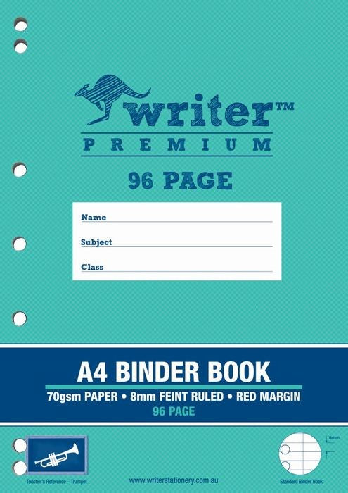 Writer Binder Book Premium A4 96-page 8mm Ruled + Margin Trumpet (Each)