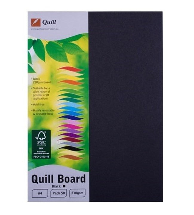 Quill Board Xl A4 Black 210gsm (50sht) (Pack )