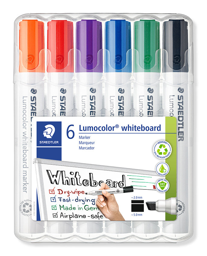 Staedtler Marker Whiteboard Chisel Point Assorted WLT6 (Each)