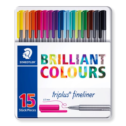 Staedtler Pen Fine Tip Triplus Fineliner Brilliant Colours PK15 (Each)