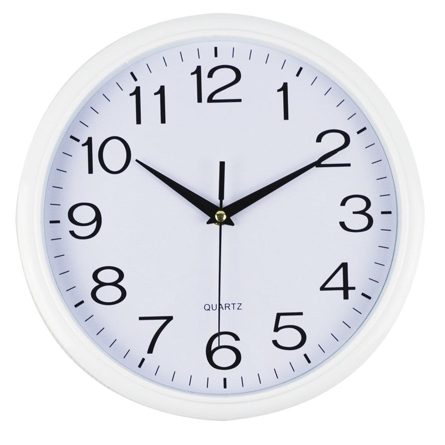 Italplast Clock 30CM Round White FRAME/White Face (Each)