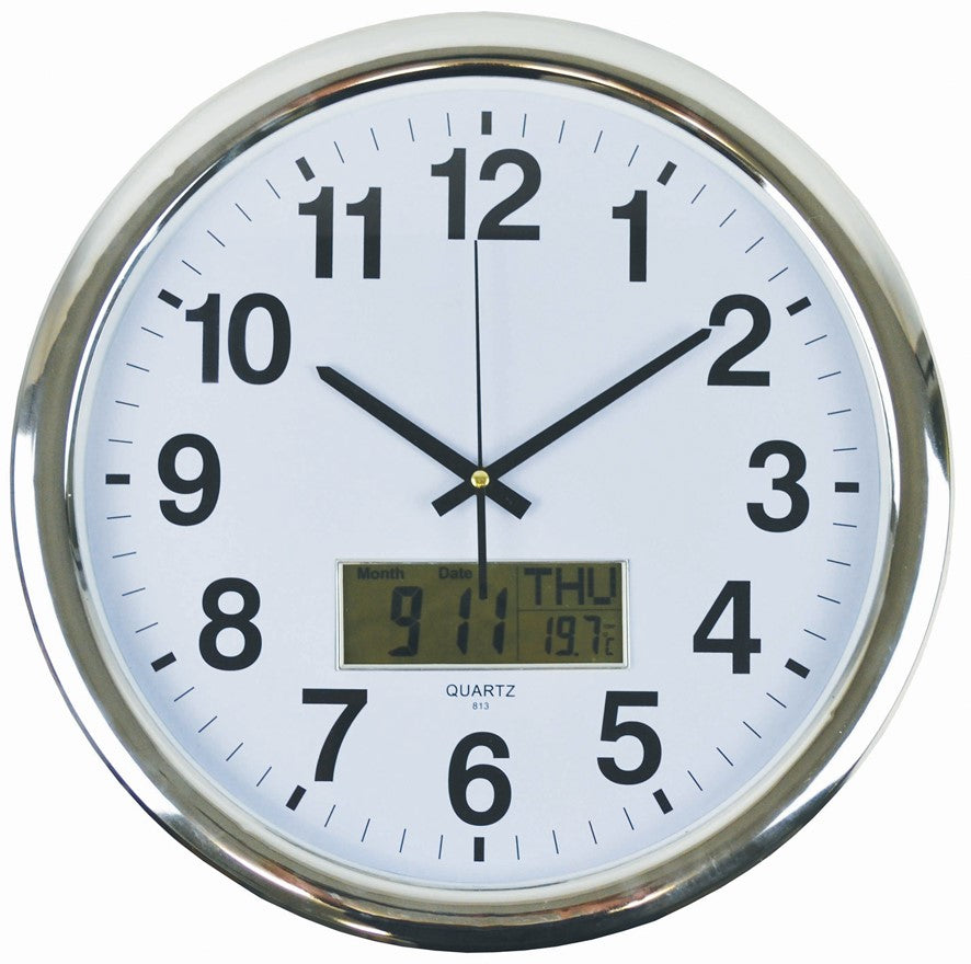 Italplast Clock 43CM Wall With Lcd (Each)