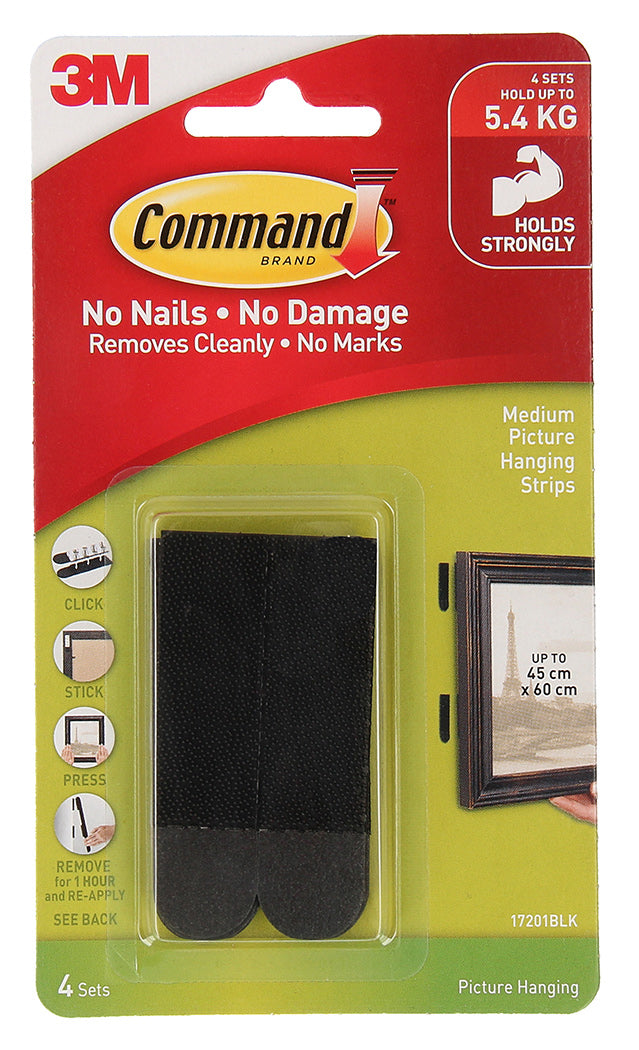 Command Picture Hanging Strips Medium 17201 Black (Each)