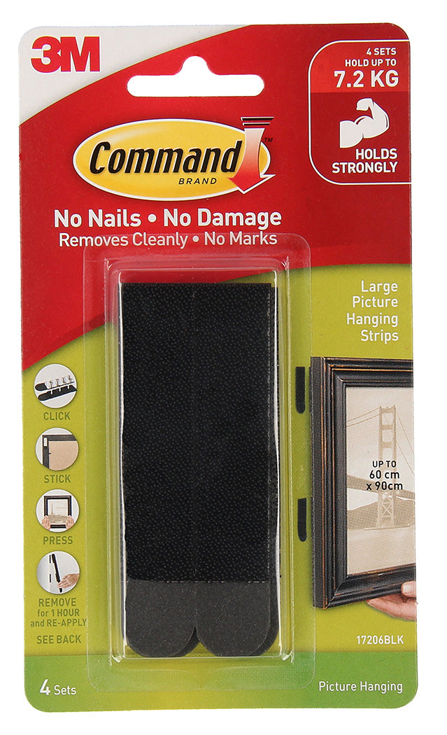 Command 17206BLK Black Large Picture Hanging Strips (4) (Each)