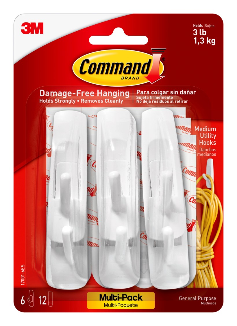 Command Hooks Medium 17001VP Value Pack (6 HOOKS/12 STRIPS) (Each)