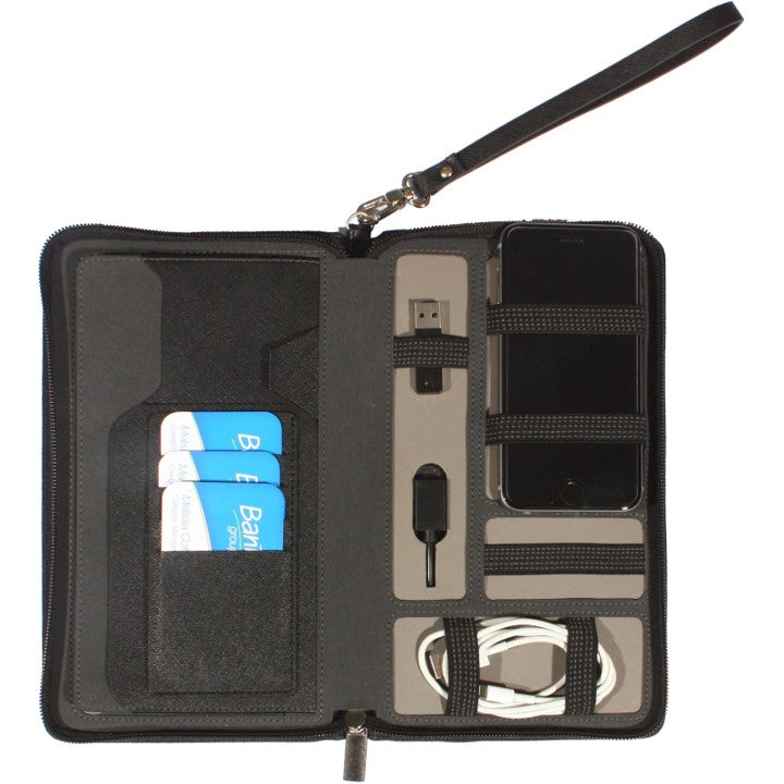 Travel Wallet Modena RE-CHARGE With ZIP/WRIST Strap Black (Each)