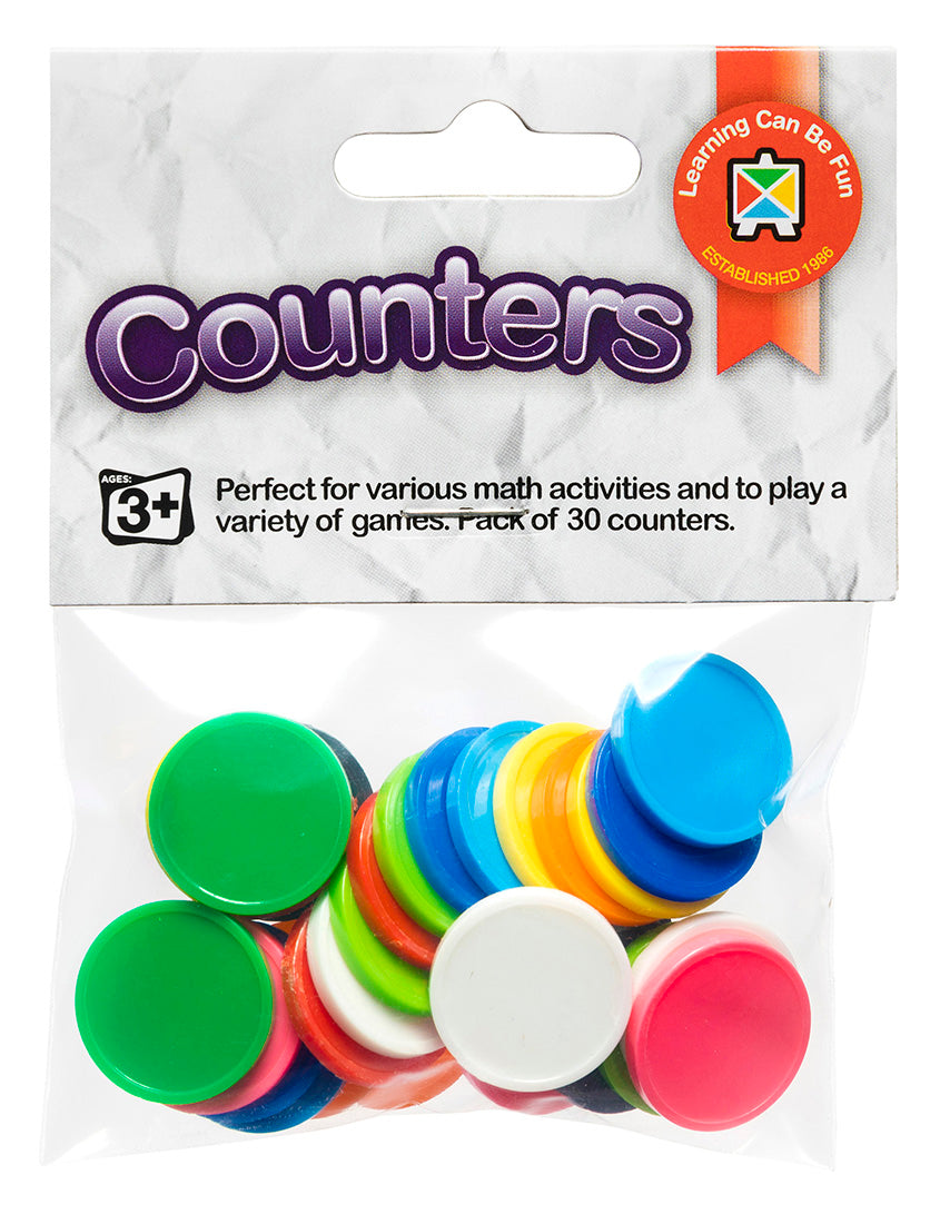 Counter Plastic Assorted 20mm Pack (30) (Each)