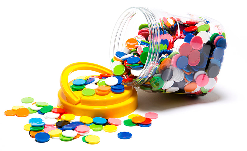 Counters Learning Can Be Fun Small 20mm Plastic 10 Assorted Colours Jar 1000 (Each)