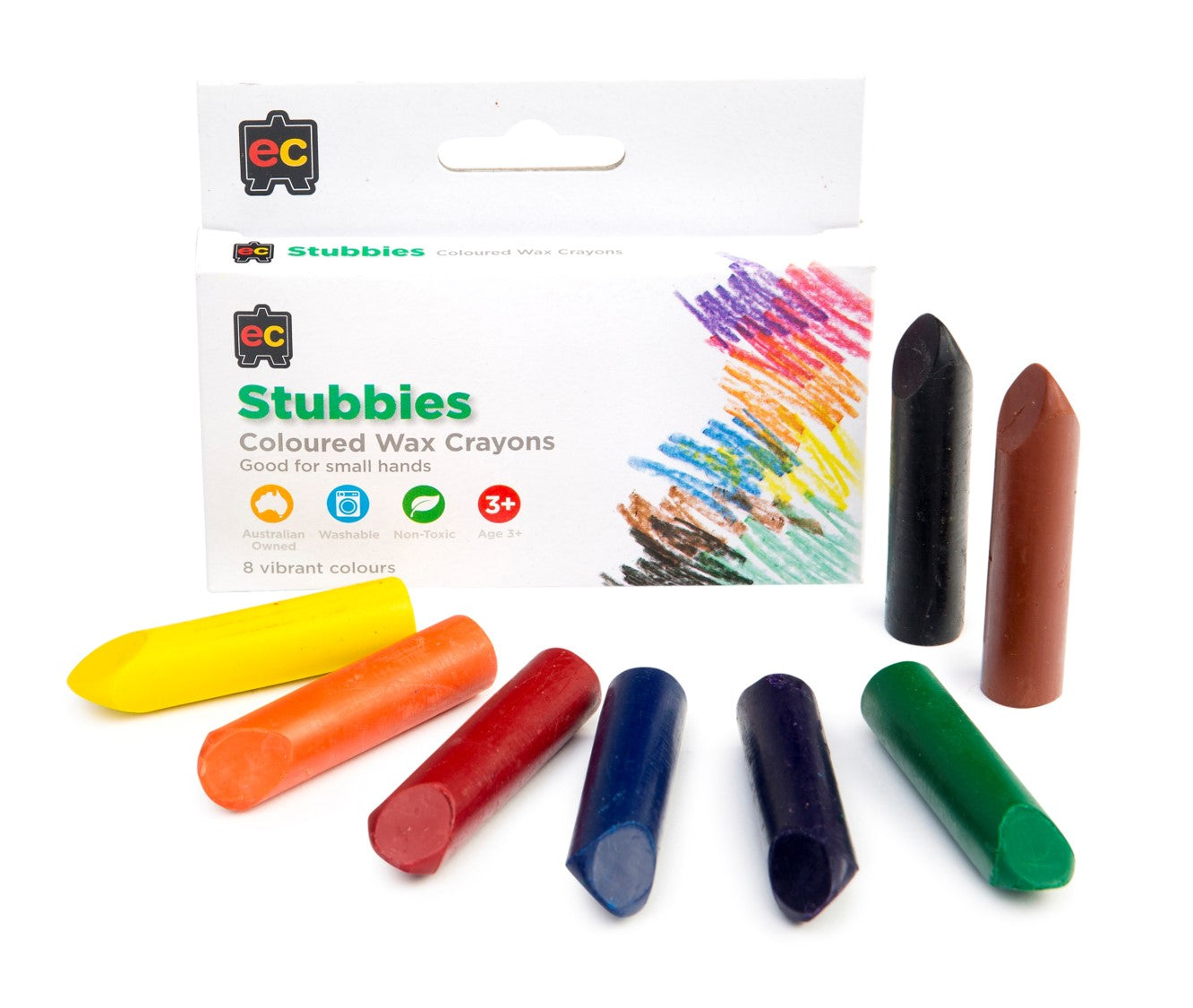 Edvantage Crayon Jumbo Stubbies 57 X 14mm Hangsell (8) Non Toxic