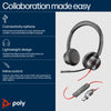 Poly Blackwire 8225 Stereo USB-C Headset +USB-C/A Adapter