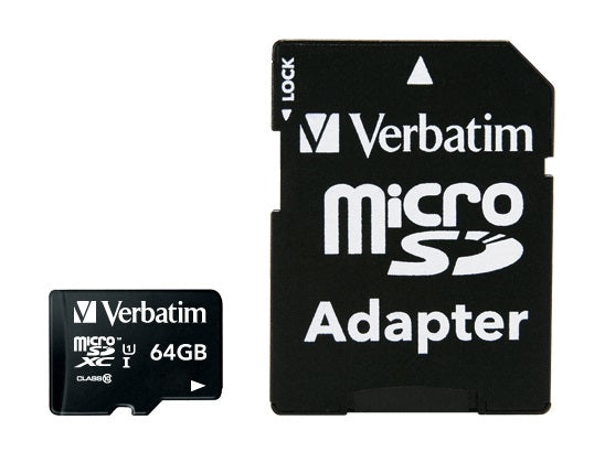 Micro SDXC 64GB (Class 10 UHS-I) with adaptor