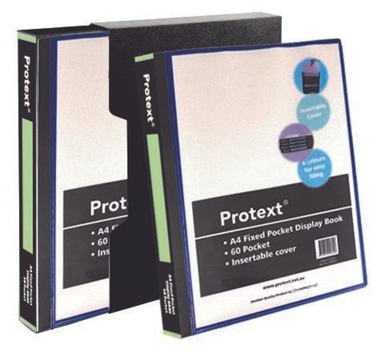 Protext Display Book A4 60P Fixed Insert COVER/SPINE Black (Each)