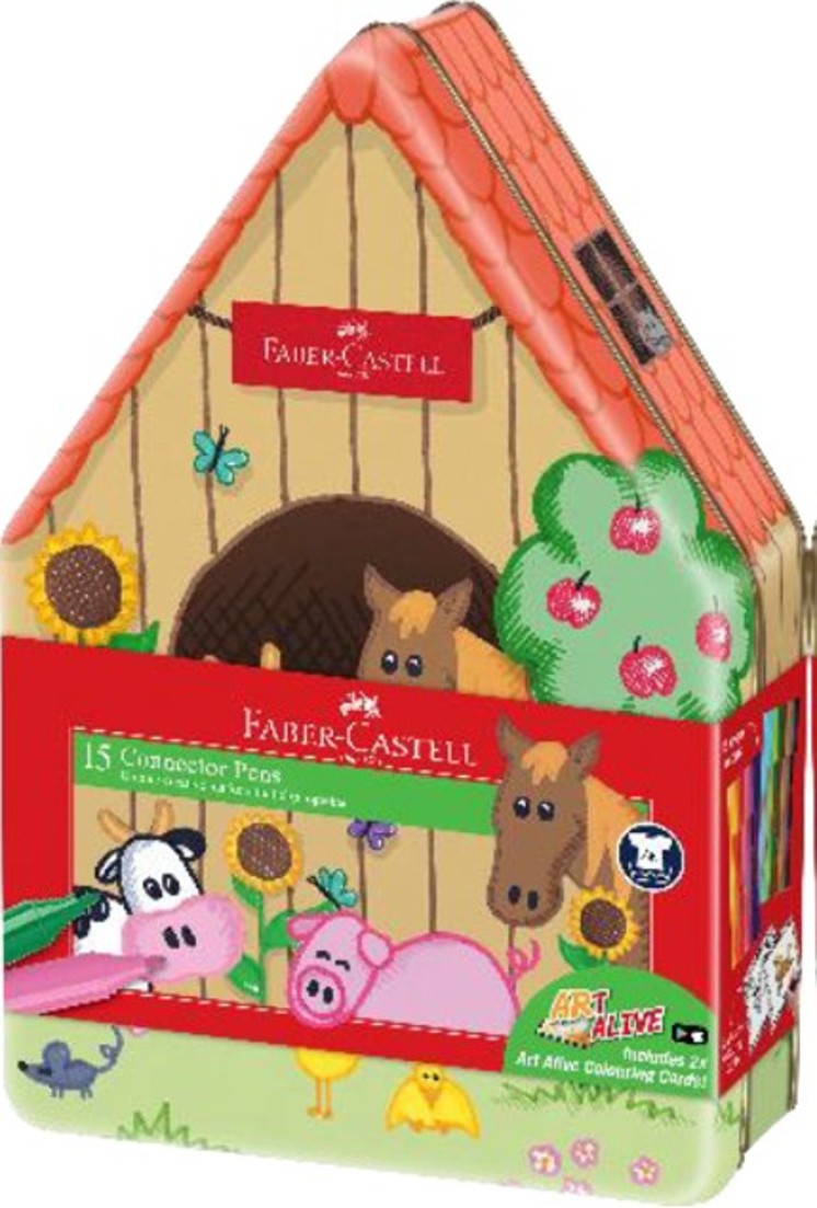 Faber-Castell Marker Castell Connector Farm Tin Of 15 (Each)