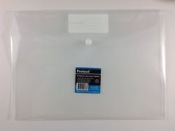 Protext Document Wallet A4 PP Button Closure Clear (Each)