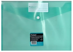 Protext Document Wallet A4 PP Button Closure Green (Each)