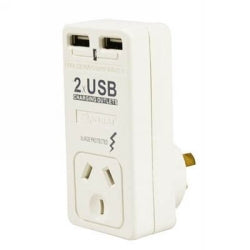 Italplast Single Adaptor With Surge Protection & Usb Charger (Each)
