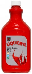 Paint 2L Liquicryl Junior Student Acrylic Brilliant Red (Each)