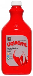 Paint 2L Fluorescent Liquicryl Junior Acrylic Scarlet (Each)
