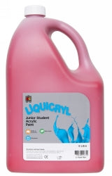 Paint 5L Liquicryl Junior Student Acrylic Brilliant Red (Each)