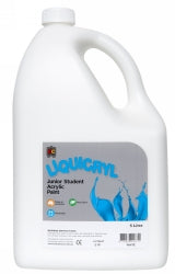 Paint 5L Liquicryl Junior Student Acrylic White (Each)