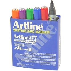 Artline Marker Whiteboard 577 3mm Bullet Nib Assorted Bx12 (Each)