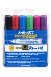 Artline Marker Whiteboard 577 3mm Bullet Nib Assorted WLT6 (Each)