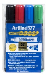 Artline Marker Whiteboard 577 3mm Bullet Nib Assorted WLT4 (Each)
