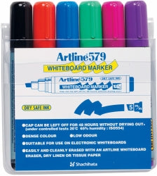 Artline Marker Whiteboard 579 5mm Chisel Nib Assorted WLT6 (Each)